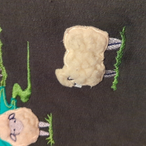 Tulchan Vintage Pullover Collar Sweatshirt Green Embroidered Shephard Sheep y2k - Picture 4 of 12